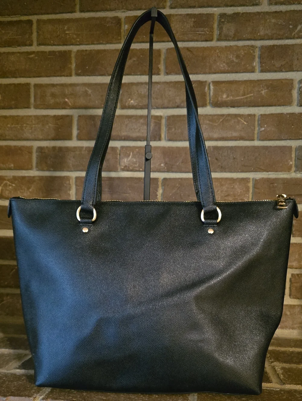 COACH Gallery Tote Bag Crossgrain Leather Large Black